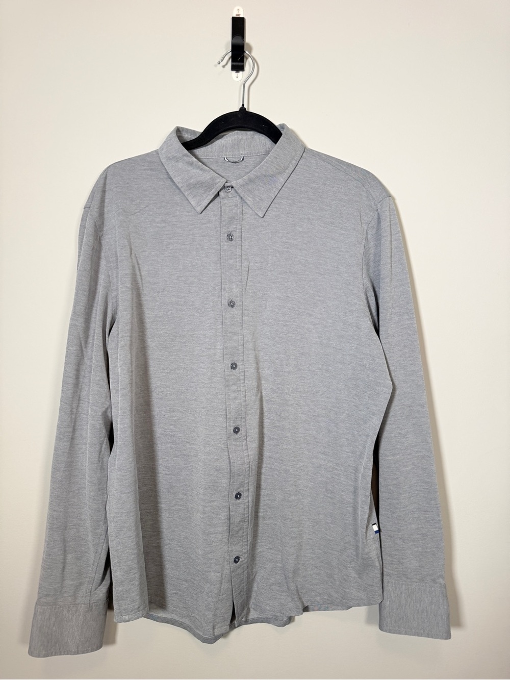 Kit and Ace Go To Long Sleeve Button Down Shirt Heathered Grey Technical Size L
